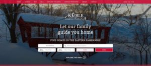 Kable Team Realty's redesigned homepage, featuring a large header image of a covered bridge and a quick home search tool.
