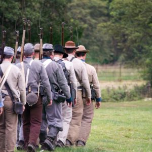 Civil War re-enactors line up for celebrations at historical Harpers Ferry