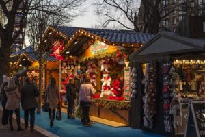 An open air holiday market. 