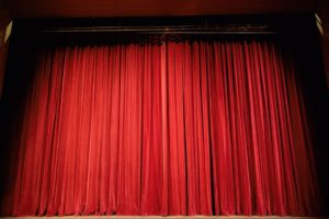 A red theater curtain.