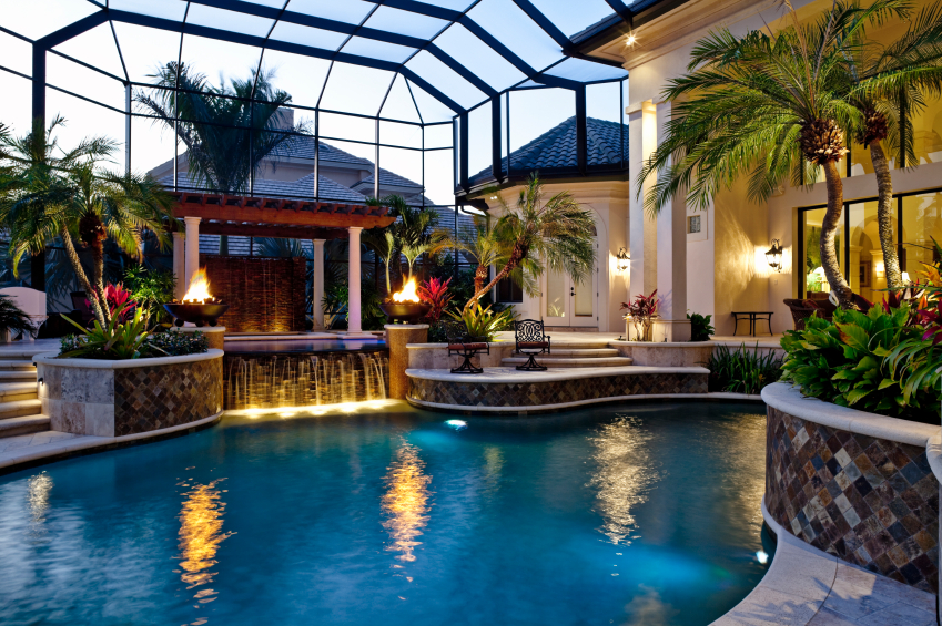 beautiful home with a lovely swimming pool area