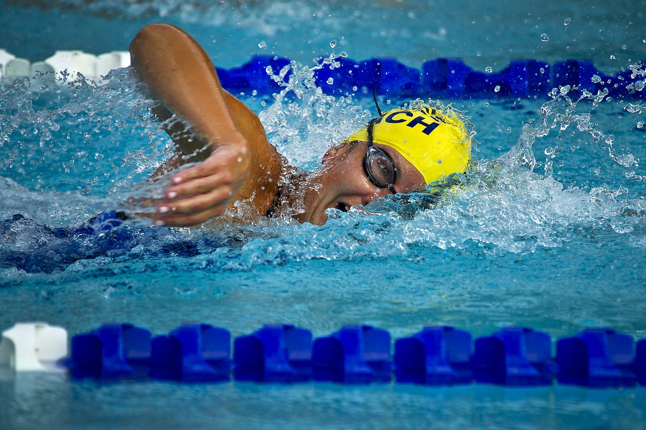 swimming laps in a pool