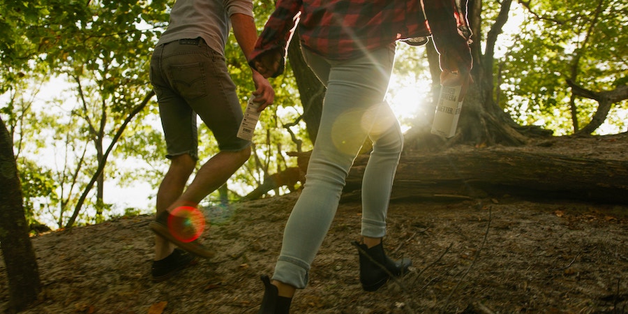 Couple hiking on trail