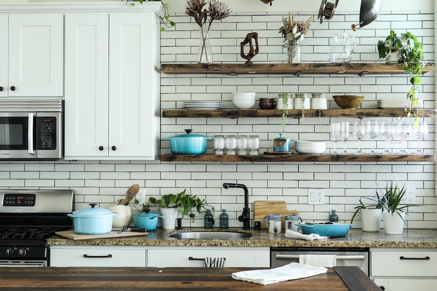 Kitchen with open shelving